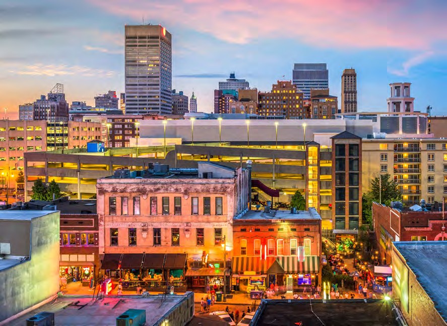 Beale Street in Memphis at night