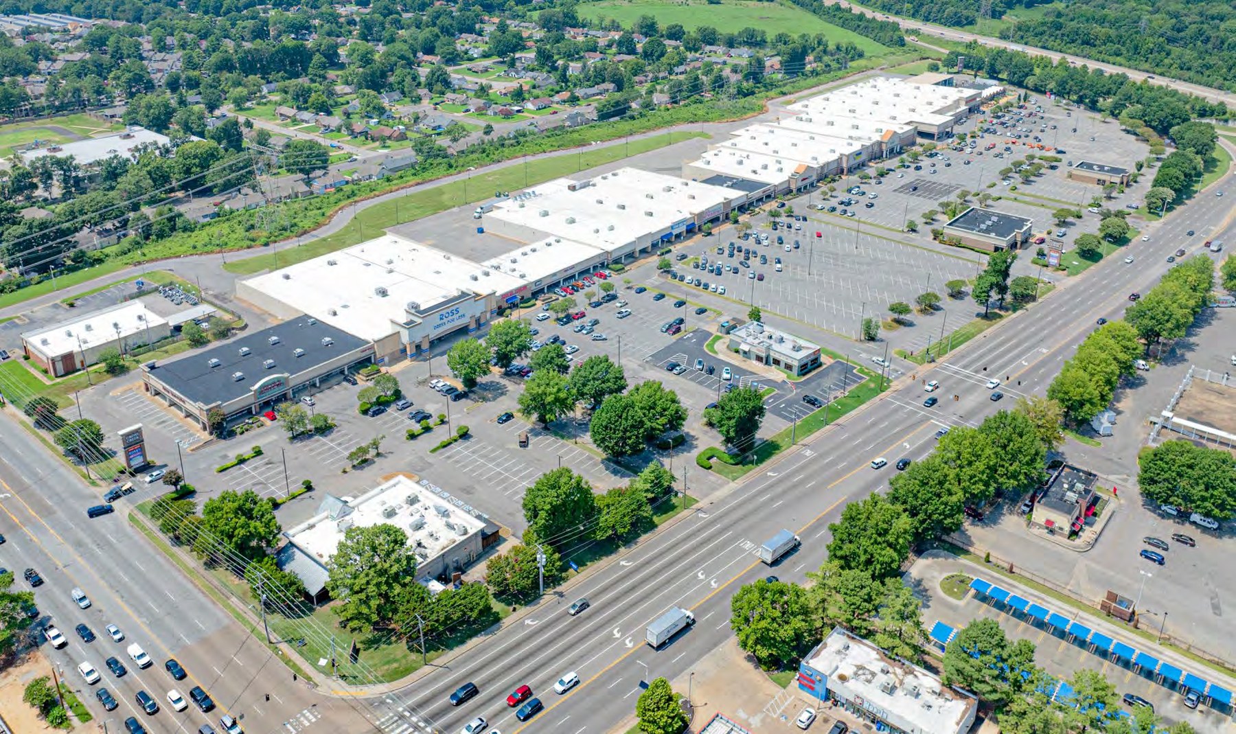 Aerial view of Cross Creek shopping center