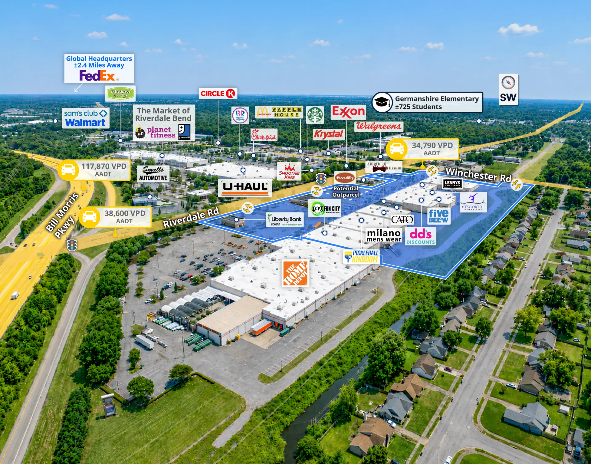 Aerial of Cross Creek with The Home Depot and Bill Morris Pkwy