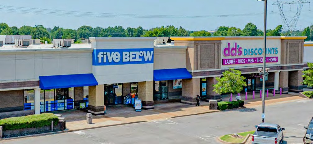 Five Below and dd's DISCOUNTS storefronts at Cross Creek